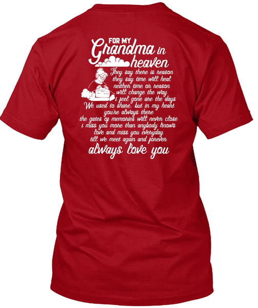 For My Grandma In Heaven T Shirt, Love You T Shirt