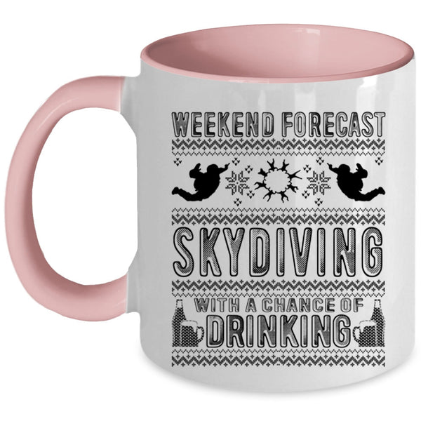 Christmas Gift For Skydiver Coffee Mug, Weekend Forecast Skydiving Accent Mug