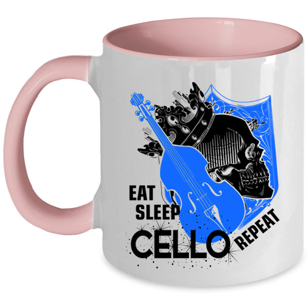 Cool Cello Player Coffee Mug, Eat Sleep Cello Repeat Accent Mug