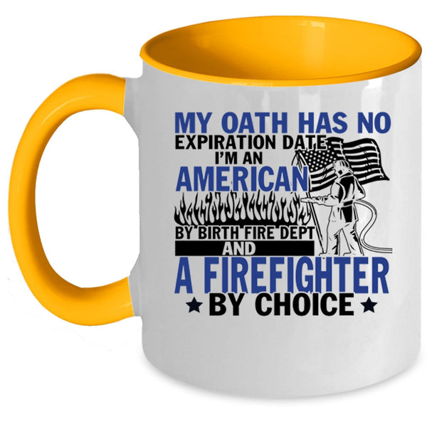 American Flag Coffee Mug, I'm An American And A Firefighter Accent Mug