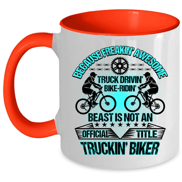 Trucking Biker Coffee Mug, Aweosme Truck Driving Bike Riding Accent Mug