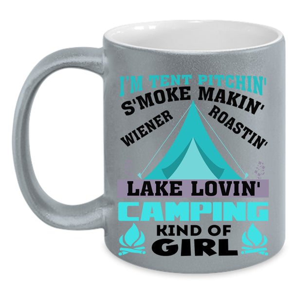 Camping Kind Of Girl Coffee Mug, I'M Tent Pitching Accent Mug