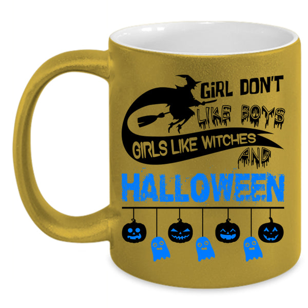 Cute Girls Coffee Mug, Girls Like Witches And Halloween Accent Mug