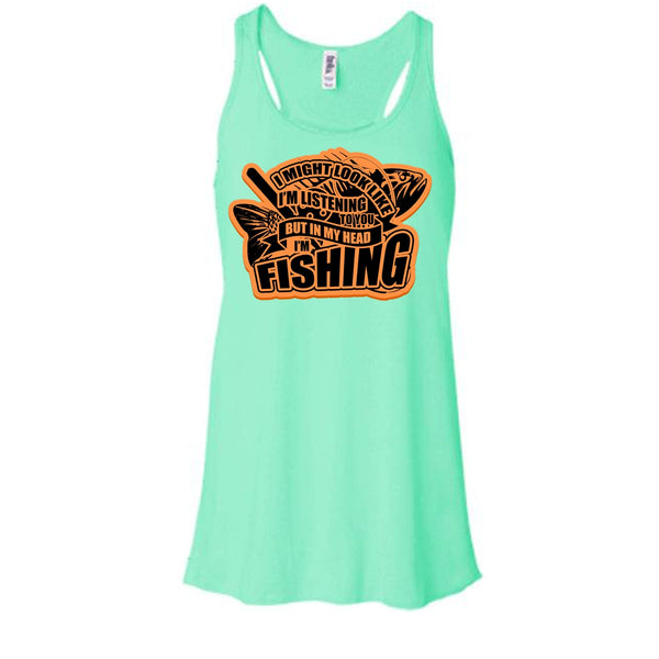 In My Head I'm Fishing T Shirt, Coolest Fishing Tank Top