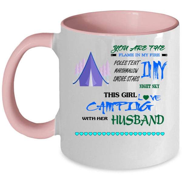 Funny Camping Coffee Mug, This Girl Loves Camping With Her Husband Accent Mug
