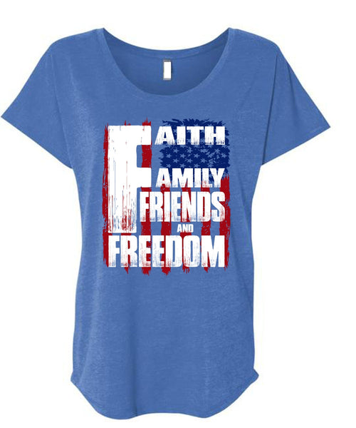 Faith Family Friends And Freedom T Shirt, Being A Veteran T Shirt, Cool Shirt (Ladies' Triblend Dolman Sleeve)
