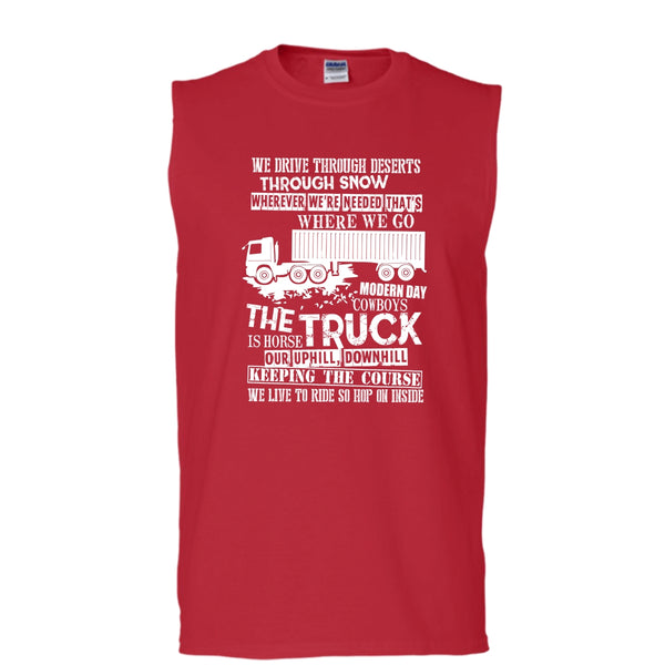 The Truck Is Horse T Shirt, Coolest Trucker T Shirt, Cool T Shirt (Men's Cotton Sleeveless)