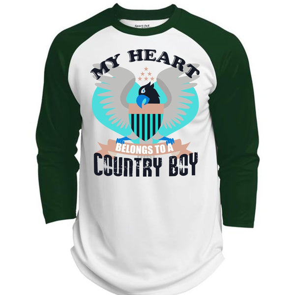 My Heart Belongs To A Country Boy T Shirt, I Love Veteran T Shirt, Awesome T-Shirts  (Polyester Game Baseball Jersey)