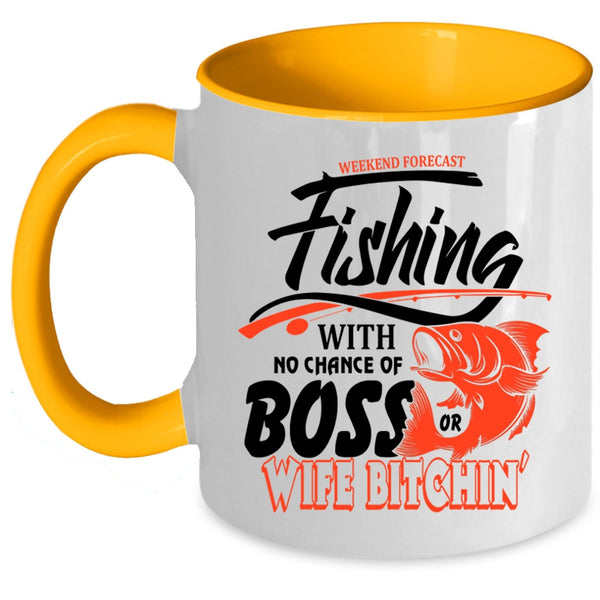 Cool Fisher Coffee Mug, Weekend Forecast Fishing Accent Mug