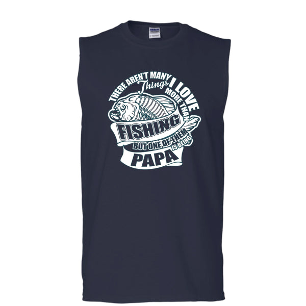 I Love More Than Fishing T Shirt, Being Papa Tank Top (Men's Cotton Sleeveless)