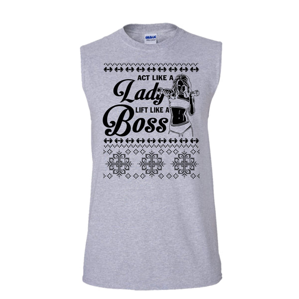 Act Like A Lady T Shirt, Lady Merry Christmas Tank Top (Men's Cotton Sleeveless)