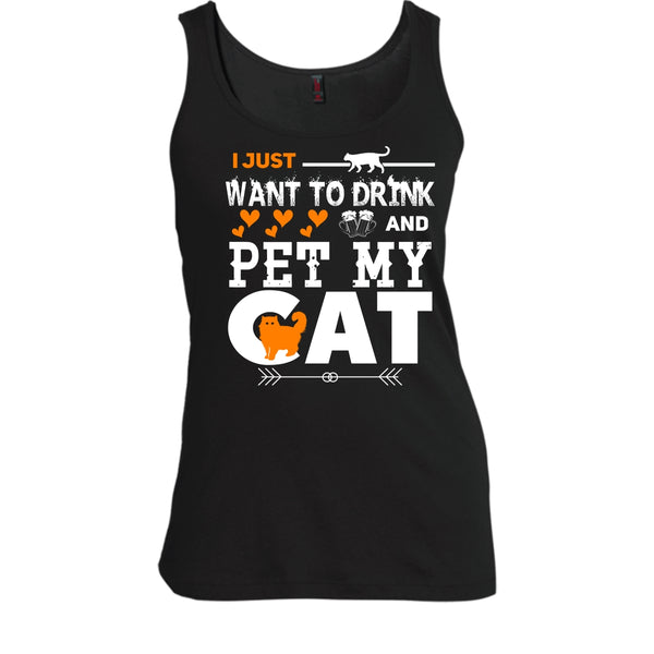 I Just Want To Drink And Pet My Cat Shirt, Cool Cat Shirt
