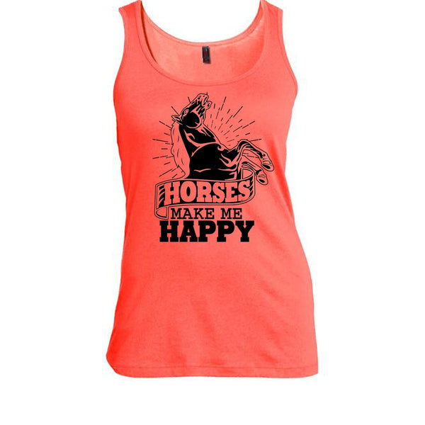 Horses Make Me Happy T Shirt, Coolest Equestrian Tank Top