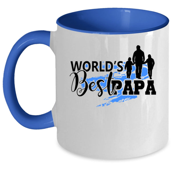 Cool Gift For Dad Coffee Mug, World's Best Papa Accent Mug