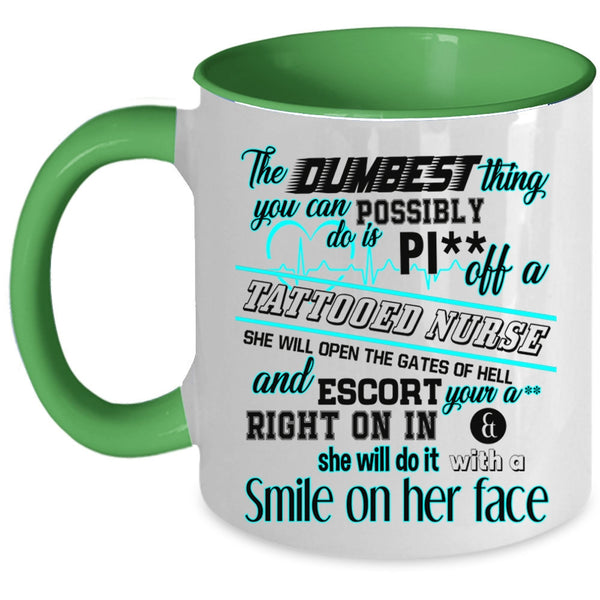 Funny Gift For Nurse Coffee Mug, Tattooed Nurse Accent Mug