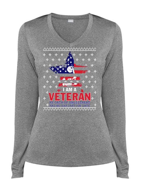 I Am A Veteran T Shirt, This Girl Loves Christmas T Shirt, Cool Shirt (Ladies LS Heather V-Neck)