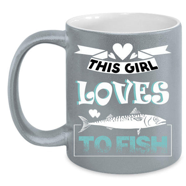 This Girl Loves To Fish Coffee Mug, Lovely Girls Coffee Cup