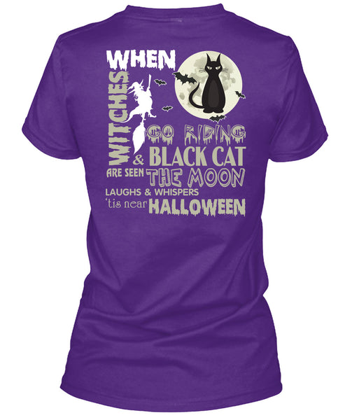 Go Riding And Black Cat Are Seen The Moon T Shirt, Tis Near Halloween T Shirt