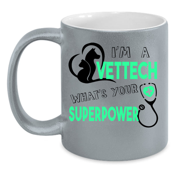 I Love Animals Coffee Mug, I'm A Vettech Accent Mug