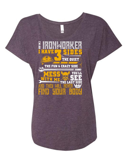 I'm An Ironworker T Shirt, Find Your Body T Shirt, Cool Shirt (Ladies' Triblend Dolman Sleeve)