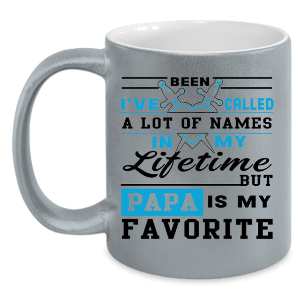 Cool Gift For Dad Coffee Mug, Papa Is My Favorite Name Accent Mug