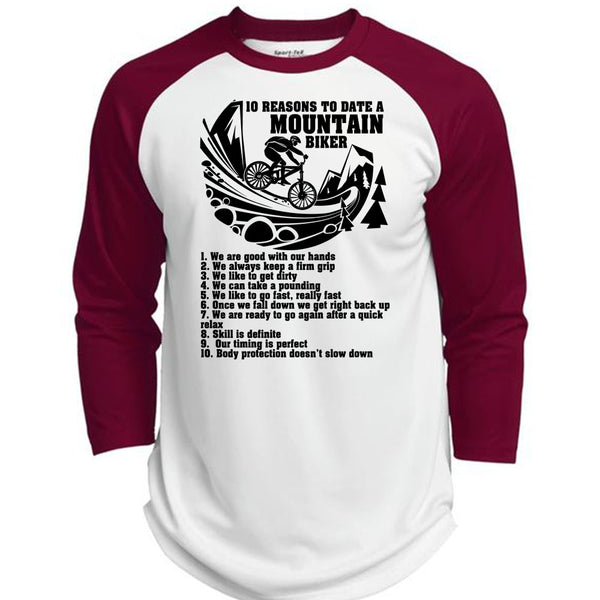 10 Reasons To Date A Mountain Biker T Shirt, I Love Biker T Shirt, Awesome T-Shirts  (Polyester Game Baseball Jersey)