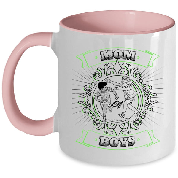 Mother And Sons Coffee Mug, Mom Of Boys Accent Mug