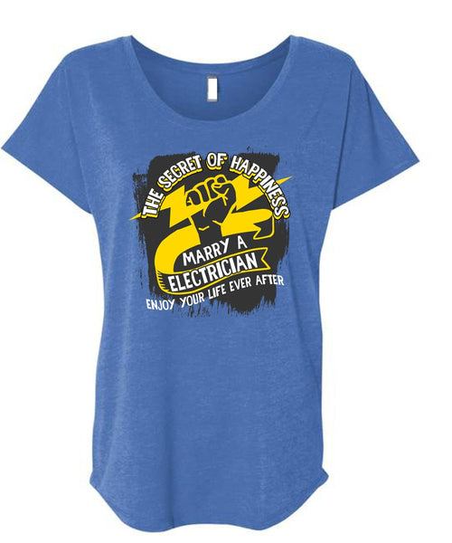 Marry A Electrician T Shirt, Being An Electrician T Shirt, Cool Shirt (Ladies' Triblend Dolman Sleeve)