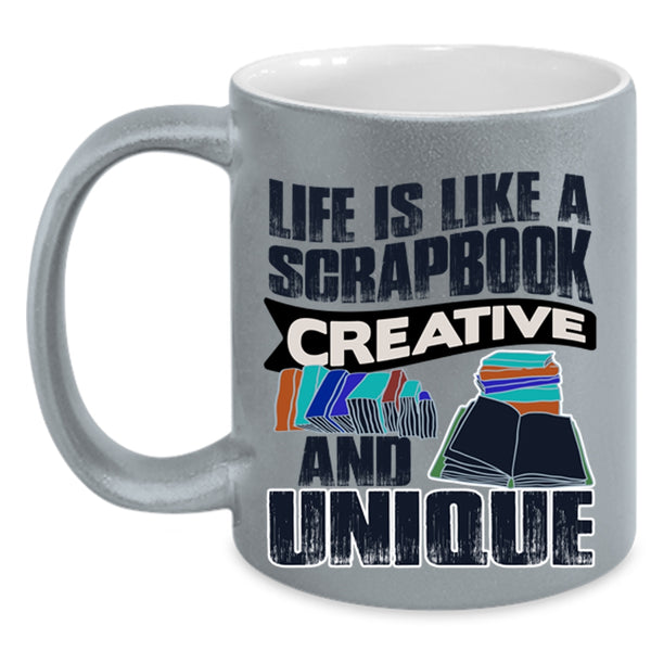 Cool Books Coffee Mug, Life Is Like A Scrapbook Creative Accent Mug