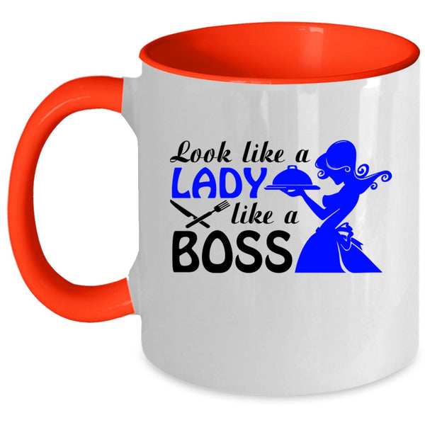 Cute Waitress Coffee Mug, Look Like A Lady Like A Boss Accent Mug