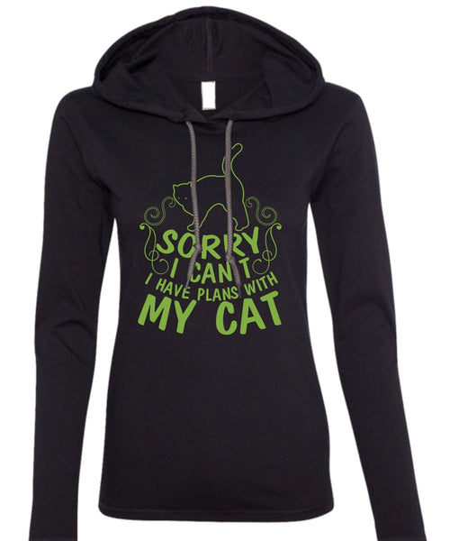 I Have Plans With My Cat T Shirt, I Love Cat T Shirt (Anvil Ladies Ringspun Hooded)
