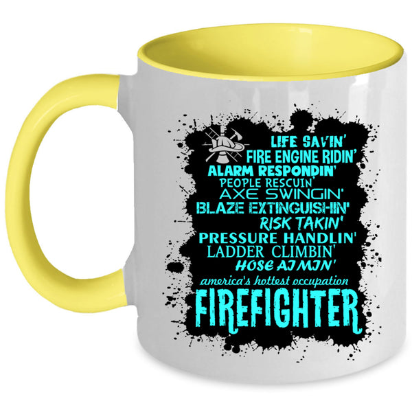 Cute Gift For Firefighter Coffee Mug, Firefighter Accent Mug