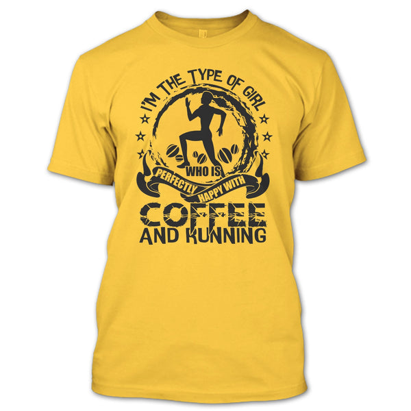 Happy With Coffee And Running T Shirt, Gift For Runner T Shirt