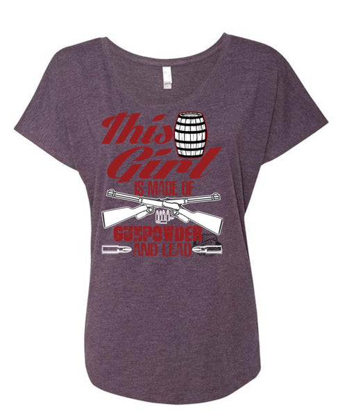 This Girl Is Made Of Gunpowder T Shirt, Being A Veteran T Shirt, Cool Shirt (Ladies' Triblend Dolman Sleeve)