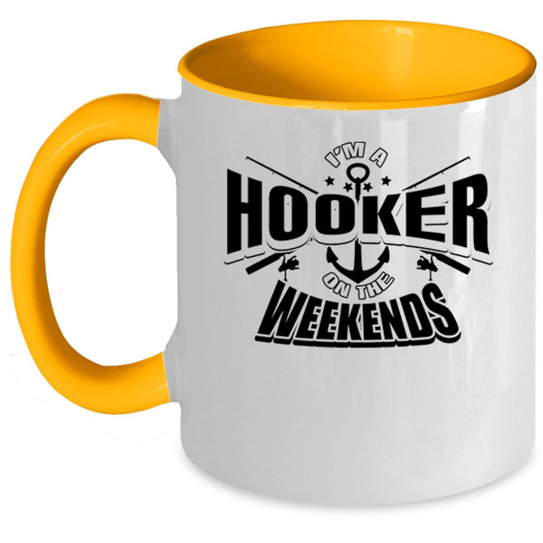 Funny Fishing Coffee Mug, I'm Fishing On The Weekends Accent Mug