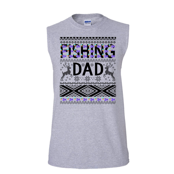 Fishing Dad T Shirt, Merry Christmas Gift Tank Top (Men's Cotton Sleeveless)