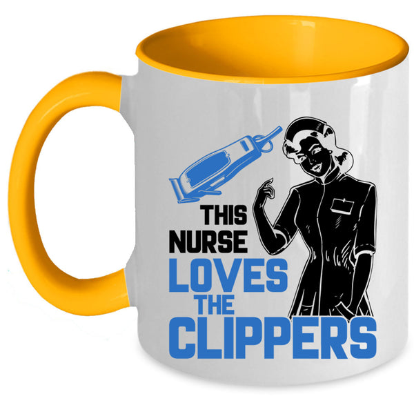 Awesome Nurses Coffee Mug, This Nurse Loves The Clippers Accent Mug