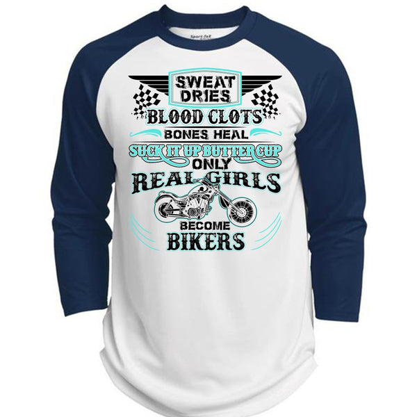 Real Girls Become Bikers T Shirt, I Love Biking T Shirt, Awesome T-Shirts  (Polyester Game Baseball Jersey)