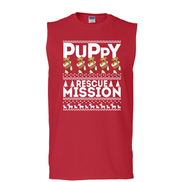 Puppy Rescue Mission T Shirt, Coolest Dog Lover T Shirt, Cool T Shirt (Men's Cotton Sleeveless)