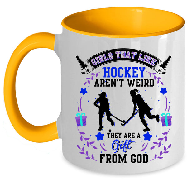 They Are A Gift From God Coffee Mug, Hockey Aren't Weird Accent Mug