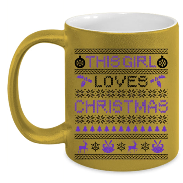 Beautiful Girls Coffee Mug, This Girl Loves Christmas Accent Mug
