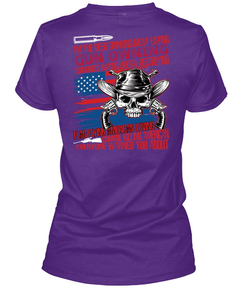 Meat Eating Gun Owning T Shirt, Flag Flying T Shirt