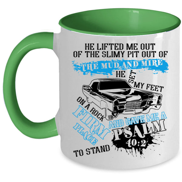Cool Car Driver Coffee Mug, He Set My Feet On A Rock Firm Place Accent Mug