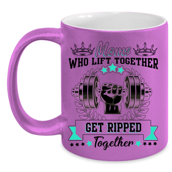 Gift For Mom Coffee Mug, Moms Lift Together Accent Mug
