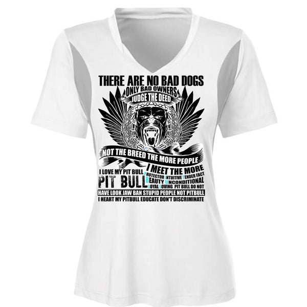 I Love My Pit Bull T Shirt, There Are No Bad Dogs T Shirt, Cool Shirt (Ladies LS Heather V-Neck)