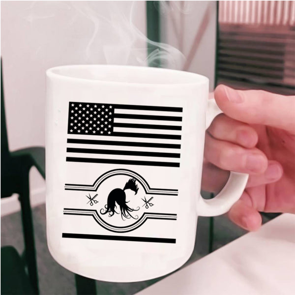 Cool American Flag Coffee Mug, Cool Hairstylist Cup