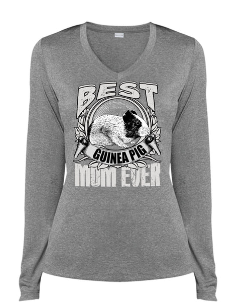 Best Guinea Pig Mom Ever T Shirt, Being A Mom T Shirt, Cool Shirt (Ladies LS Heather V-Neck)
