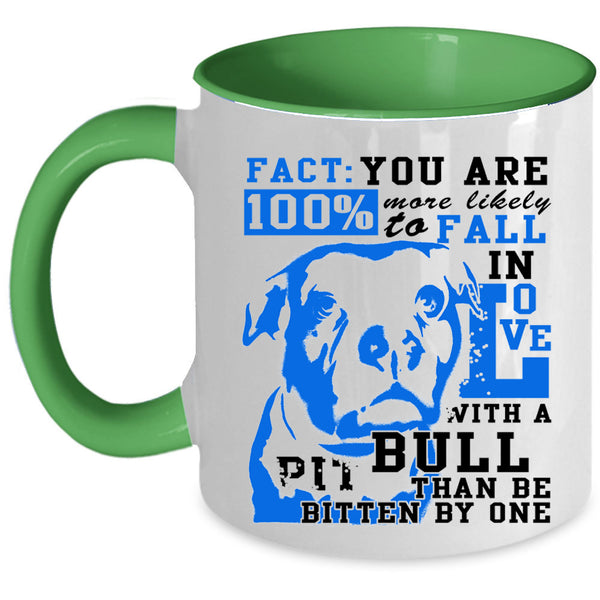 Cute Dogs Coffee Mug, Fall In Love With A Pit Bull Accent Mug
