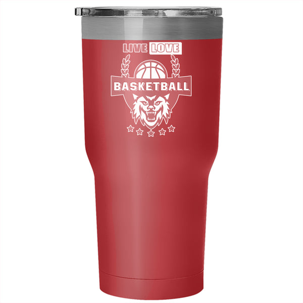 Live Love Basketball Tumbler 30 oz Stainless Steel, Cute Gift For Couple Travel Mug
