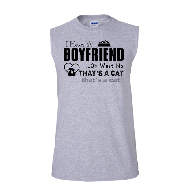 I Have A Boyfriend Shirt, No That A Cat Shirt, Cool Cat Shirt (Men's Cotton Sleeveless)